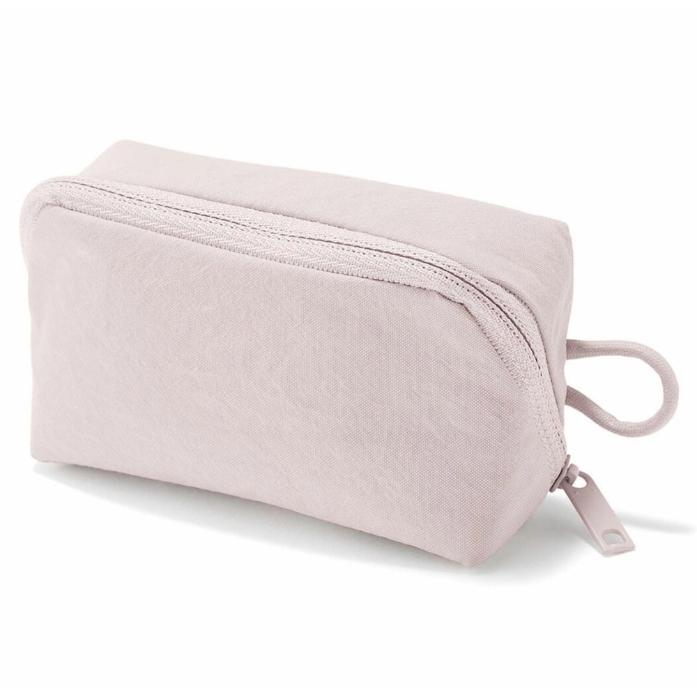 NEW MUJI Wrinkle Nylon Wide Opening Pouch Pink Small Organizer JAPAN